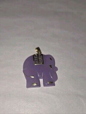 Purple Jade Elephant Pendant Necklace - Unbranded